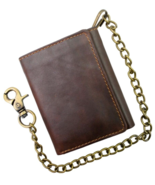 Men&#39;s Trifold Hunter Leather Biker, Truck Chain Wallet with RFID Blocking - $14.56