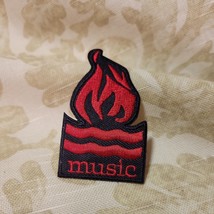 Fire Flame Lit Music Red Black Embroidered Iron on Patch - £7.15 GBP