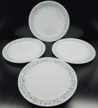 (4) Corelle Chocolate Mint Dinner Plates Set Corning Brown Green Blue Dishes Lot - £54.07 GBP