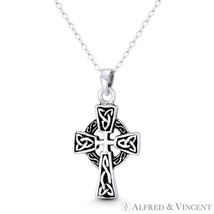 Irish Gaelic Celtic Cross Triquetra Trinity Knot Pendant in .925 Sterling Silver - £13.65 GBP+