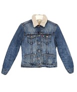 Levi&#39;s Sherpa Fleece Lined Blue Denim Jean Jacket, Women&#39;s XS Trucker Gr... - $31.35