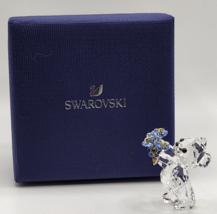 Swarovski Crystal Kris Bear Forget Me Not 5427993 Blue Flowers Figurine Figure - £72.96 GBP