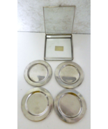 Shivom Overseas Aluminum Coasters Salt Cellars Lot of Four in Glass Case - £11.05 GBP