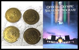 1984 Los Angeles Olympic Coins Lot of 4 and Olympic Souvenir Program Book - £23.77 GBP