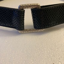 Chico’s Genuine Leather Black Snake Print Geometric Buckle  M W/ Elastic... - $14.80