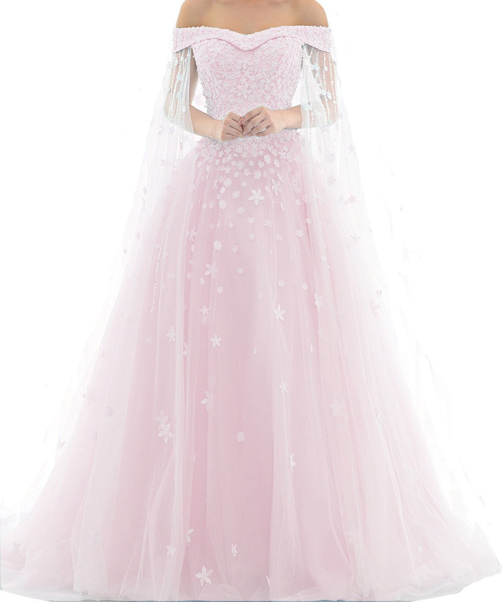 Kivary Lace Long A Line Formal Prom Dresses Evening Gowns Plus Size Nude Pink US