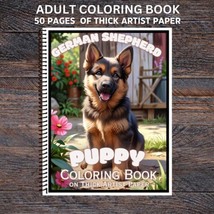 German Shepherd Puppy - Spiral Bound Adult Coloring Book - Thick Artist Paper - £25.28 GBP