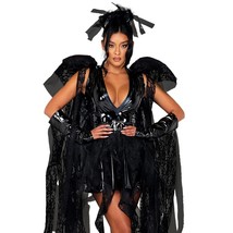 Dark Angel Costume Vinyl Distressed Lace Dress Wings Gloves Night Fallen 5078 - £122.29 GBP