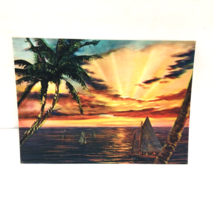 Vtg Paradise 3D Lenticular Photo Postcard Tokyo Japan Sail Boats Sunset Gorgeous - £33.58 GBP
