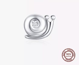 Genuine Sterling Silver 925 Cute Snail Bug Stud Earrings With Cubic Zirconia - £13.60 GBP