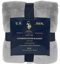 U.S. Polo Association Gray King Luxury PLUSH BLANKET Fleece 102” x 90” - £34.16 GBP