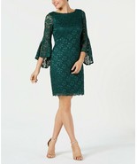 Jessica Howard Bell-Sleeve Glitter Lace Dress Hunter Size 6 - £37.34 GBP