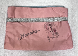 Vintage Silky Hankie Holder w Beautiful Woman w Large Hat Blue w Peachy ... - $9.41