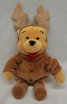 Walt Disney Christmas Winnie The Pooh As Reindeer 9&quot; Bean Bag Stuffed Animal Toy - £12.26 GBP