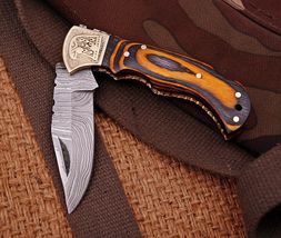 Custom Made Damascus Steel CAMPING TACTICAL FOLDING blade POCKET Knife - $29.65