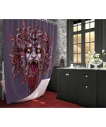 Bloody Medusa Scream Shower Curtain, Gothic Fantasy Decor - Ash - £56.10 GBP