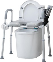 Raised Toilet Seat with Armrests and Padded Seat Elevated for Elderly &amp; ... - $31.18