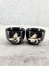 Set Of 2 Ceramic Sake Teacups Black &amp; White 2.5” Tall 3” Wide - $13.58