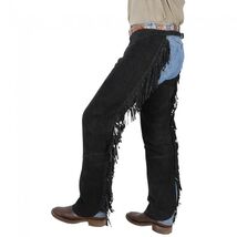 S Horse Western Smooth Suede Tan Leather Cowboy Cutting Chaps 924F03BK - $62.36