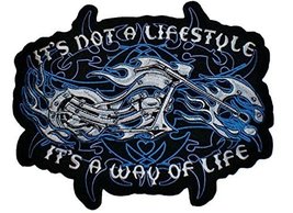 Punk Fashion Iron Sew on Large Patch 8 x 10 inch Motorcycle with Blue Fire Heavy - £22.37 GBP