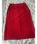 Briggs Women&#39;s Skirt 16 Back Zip Pleated Front Long Pencil Red Straight - $11.00