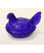 Cobalt Blue Glass Hen on Nest Covered Dish Candy Nuts Trinket Chicken Ro... - £19.69 GBP