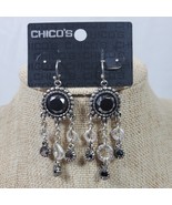 Vintage Chico&#39;s Earrings Black w/ Silver Tone 2.5 Inch Dangle Drop NEW - $39.98 CAD