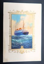 Vtg SS EUROPA North German Lloyd 3rd Class Lunch Menu June 1935 Beautiful - $24.99