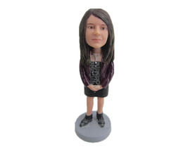 Custom Bobblehead Fashionable Female Wearing A Long-Sleeved Short Dress With Eye - £66.19 GBP