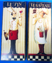 Set of Two VTG Chef&#39;s Masterpieces Wall Décors by Lisa Audit Matching Wooden Art - £35.46 GBP