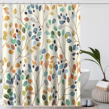 Floral Shower Curtain For Bathroom, Colorful Leaves Curtain Bathroom Decoration, - $27.99