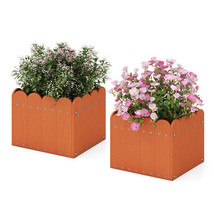 2 Pack Square Planter Box with Drainage Gaps for for Front Porch Garden Balcony - £83.91 GBP