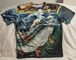 Fisherman Fishing Bass Fish Outdoor Water All Over Print T-SHIRT Shirt - £11.58 GBP+