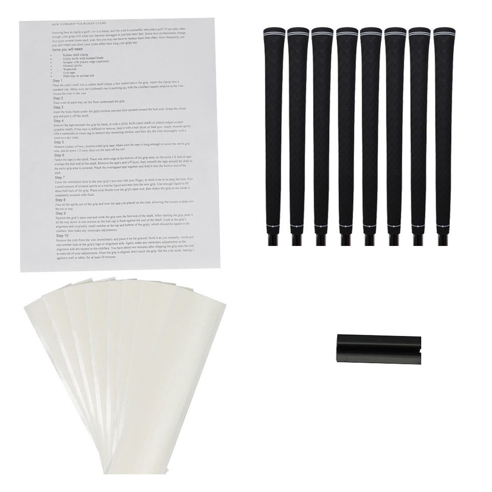 Tour Pro Soft Black Midsize Golf Grips and Grip Kit (8 grips, +see detail) - $35.04