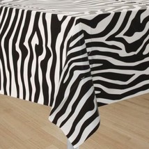 56&quot;x120&quot; - Black and White - Tablecloth Poly Cotton Zebra Print - £43.25 GBP