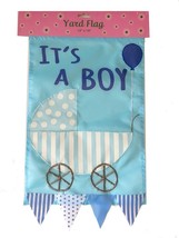 It&#39;s A Boy Flag Yard Banner 12x18&quot; Baby Buggy Blue Announcement New - £12.32 GBP