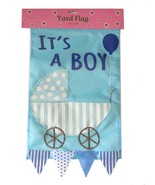 It&#39;s A Boy Flag Yard Banner 12x18&quot; Baby Buggy Blue Announcement New - £12.54 GBP