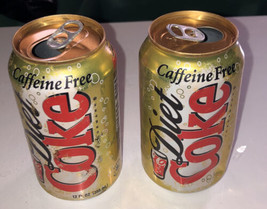 Coca-Cola 1997 Diet &amp; Caffeine Free Gold Colored Can Set Of 2 - $6.80
