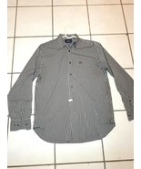 Façonnable Mens Med Classique Black/Grey Striped Dress Shirt Button Down... - £9.38 GBP