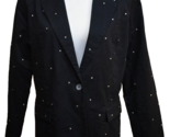 NWT Quacker Factory Womens Black Cotton Rhinestone Blazer Jacket Small - £11.89 GBP