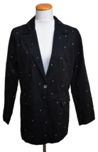 NWT Quacker Factory Womens Black Cotton Rhinestone Blazer Jacket Small - £11.66 GBP