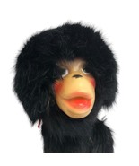 Monkey Puppet Plastic Face Soft Black Fur Bendable Red Felt Hands Feet V... - £19.04 GBP