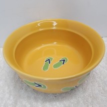 PetRageous Designs Yellow Bowl Flip-Flops Water Food Dish Hand Painted S... - £11.60 GBP