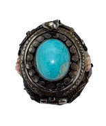 Vintage Southwestern Poison Sterling Silver 925 Oval Turquoise Ring Size... - $122.50