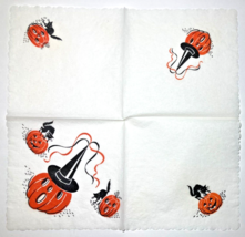 Rare Vintage Halloween Crepe Paper Napkin 40s 50s Pumpkin Jol Black Cat Dennison - £19.83 GBP