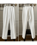 Vintage 70s Textured White Polyester Pull On Pants Slight Flare XS - €17,92 EUR