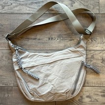 Large Nylon Crescent 3 Zipper Bag Grey - $711.52 MXN
