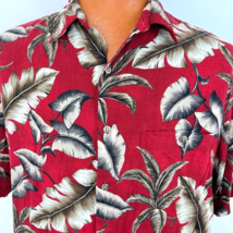 Batik Bay Hawaiian Aloha L Red Shirt Palm Trees Flower Bird Of Paradise ... - $29.99