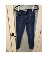 Sam Edelman Blue High Rise Skinny Jeans 28 Frayed Hem Stretch Denim - $706.80 MXN