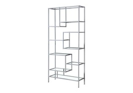 72&quot;H Modern Contemporary Bookshelf Bookcase Etagere Clear Glass Grey Metal - $4,158.70 MXN